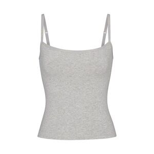 SKIMS Logo Trim Stretch Cotton Tank Light Heather Grey